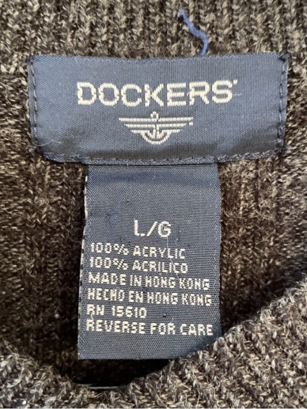 Dockers Mens V-neck Soft Casual Long Sleeve Dark Gray Ribbed Sweater Size Large - Picture 5 of 8